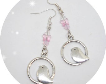 Birds and Swarovski crystals earrings