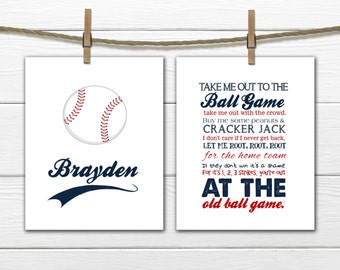 Baseball Nursery - 2 Piece Set - Baseball Decor - Take me out to the Ball Game