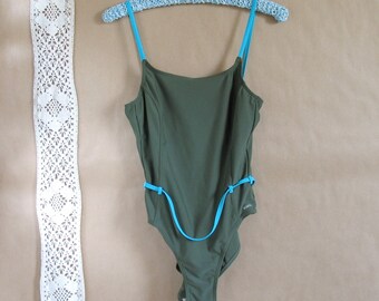 Green Swimsuit / 90s Bathing Suit / Tank Maillot