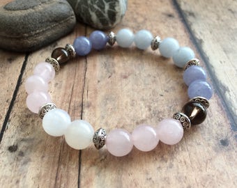 ULTIMATE Fertility Bracelet, Moonstone, Rose Quartz & Aquamarine Bracelet, Feminine Energy Bracelet, Hope For Fertility, Fertility Gift.