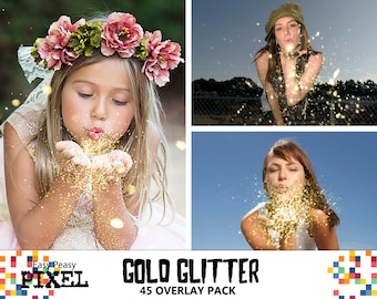 GOLD GLITTER OVERLAYS, Blowing Glitter Overlays, Glitter Overlay, Christmas, Photo Overlays, Wedding Overlays, Conffeti Overlays