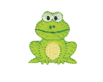 Green Frog Iron On Applique, Frog Iron on Patch, Frog Applique, Baby Applique, Kids Patch, Embroidered Patch
