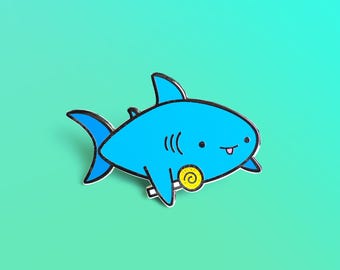 Candy Shark Enamel Pin, Lapel Pin, Kawaii Flair Pin, Shark Pin, Shark, Cute Pins, Enamel Pin, Candy Enamel Pin