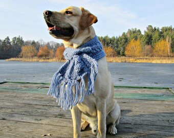 Knit dog scarf for big dog accessories Blue dog scarf for large dogs Pet Neckwear Dog scarves Crochet dog scarf for labrador neck warmer
