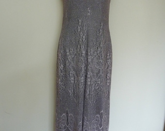 Lace Evening Gown. Size 10. Mocha/purple. Made in England