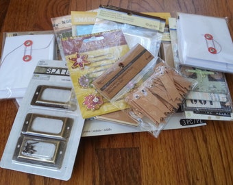 De-stash Random Scrapbook Paper Craft Supplies Tags Envelopes Brads Paper Clips