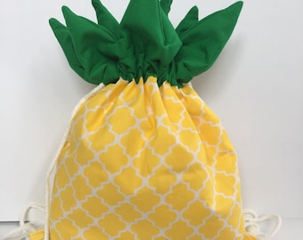 Pineapple Backpack- Handmade Backpack- Made in Hawaii Bag- Yellow Pineapple- Kids backpack- Toddler Backpack- Children's Backpack- Hawaii
