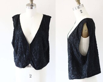 1980s silk beaded vest // vintage silk vest // vintage vest