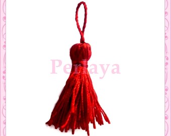 Set of 5 red 4cm tassels REF420