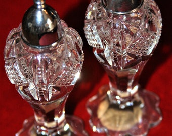 Crystal Salt Pepper Shakers Imported by Irice - Made in Germany US Zone