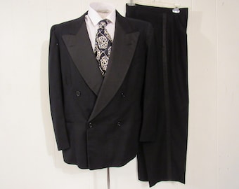 Vintage tuxedo, 1950s tux, double breasted tux, vintage clothing, 42