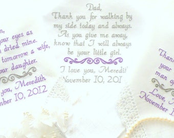 Pinterest Favorite, Embroidered Wedding Hankerchiefs, Wedding Gift, By Canyon Embroidery