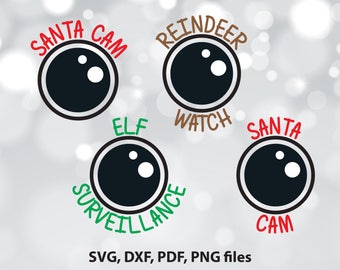 4 Santa cam svg designs, Elf surveillance svg, Reindeer watch svg, Ornament svg, Santa cam ornament svg, Cut file, Silhouette, Cricut, Svg