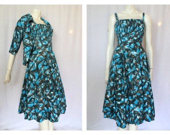 50's Mid Century Cotton Dress & Bolero Jacket