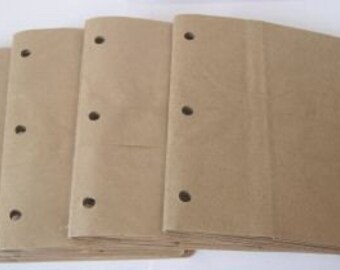 6X6 SEWN paper bag scrapbook albums\/piecing- 4 BROWN books 3 holes