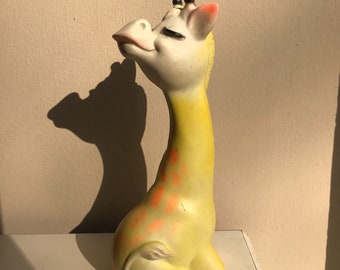 1970 Baby Joy Giraffe - Vintage Baby Toy - Squeaky Toy