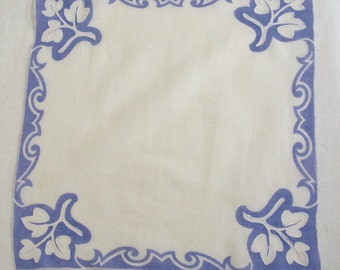 Vintage Lavender with Top Stitched Leaves Hanky