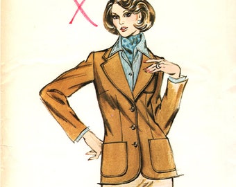 1960's MISSES BLAZER PATTERN Kwik Sew #121 Size 14-16-18 Unused Knit Single-Breasted Patch Pockets Kerstin Martensson Ladies' Vintage Sewing
