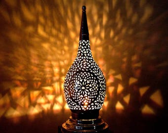 EXOTIC MOROCCAN LIGHT Beautiful Silver Handmade Table Lamp, Moroccan Lighting, Vintage Lamp, Moroccan Lights, Moroccan Decor, Boho Light