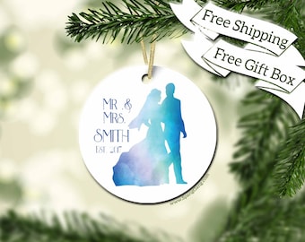 Bridal Shower Gift | Custom Wedding Ornament | Personalized Newlywed Ornaments | First Christmas Couples Ornament | Gift for Couple | WE02