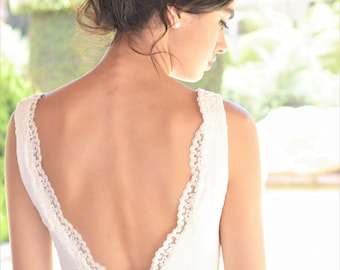 Open back wedding dress, boho wedding dress, backless wedding dress, beach wedding dress, lace wedding dress, unique wedding dress,
