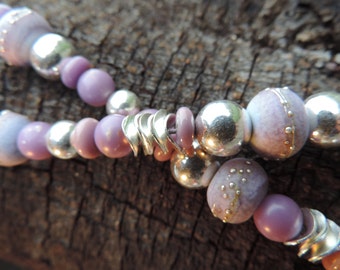 Phosphosiderit Kette mit Glasperlen