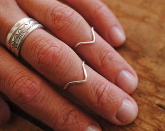 Chevron Midi Ring | Sterling Silver | Stacker Ring