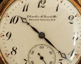 Antique hunter case pocket rose gold filled pocket watch and chain