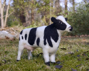 Cow wool felted handmade animal