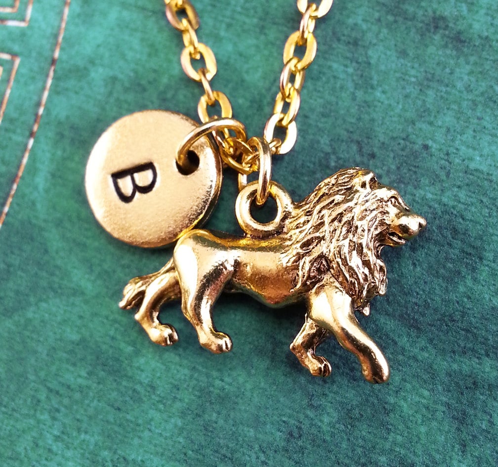 Lion Necklace SMALL Gold Lion Pendant Necklace Lion Memorial