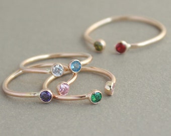 mother's ring. dual birthstone ring. solid 14k GOLD. two birthstone ring. gemstone couples ring. dual stone ring. personalized ring. for her