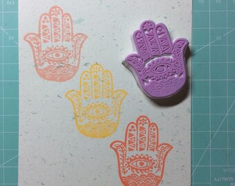 Evileye stamp. rubber stamp. hand carved stamp. mounted