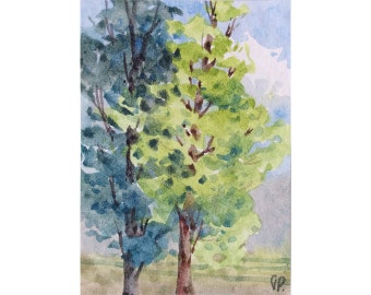 ACEO Original watercolor painting - Friendship