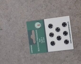 8 snaps size 10 mm black color