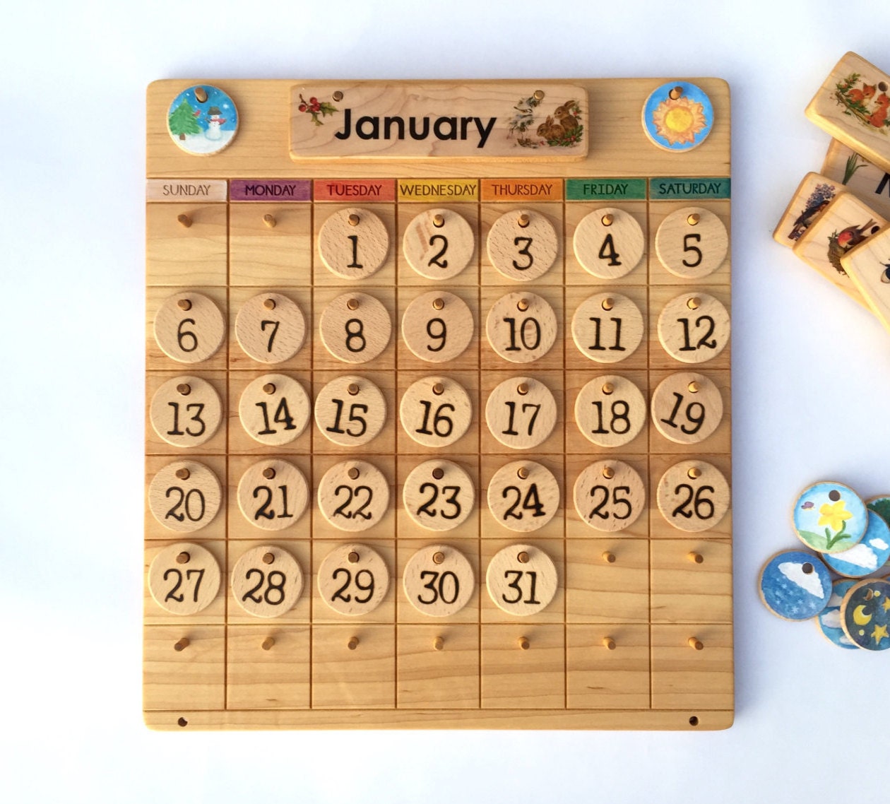 Wooden Perpetual Calendar Weather Chart Waldorf
