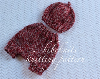 Bebeknits Knot Tied Baby Hat and Pants Set Knitting Pattern