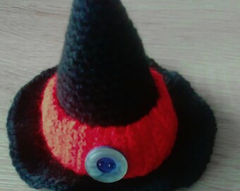 Crochet egg cosy as a witch Hat