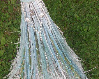 Aqua and Turquois Blue Wedding Broom, Pagan Wedding, Wiccan Wedding, Jumping the Broom, Pagan Handfasting Besom, Wiccan Handfasting Ceremony