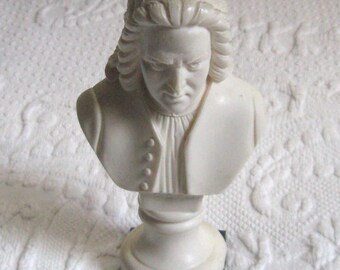 bust . carved resin bust . Bach Bust . musician bust . composer bust . Johann Sebastian Bach