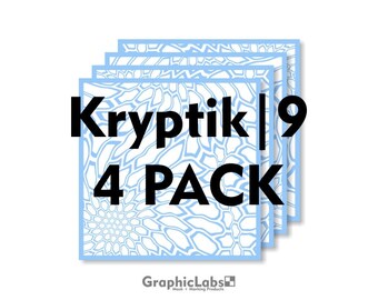 4 Pack of Kryptik | 9" by 9" Vinyl Spray Camo Mask Stencil for Rifles, Shotguns, Handguns & Small Equipment