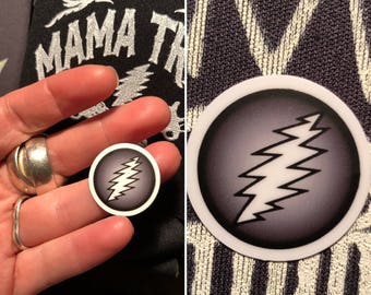 Grateful Dead Sticker-Bolt-Black and White-1"-High Quality Indoor/Outdoor Weatherproof Sticker