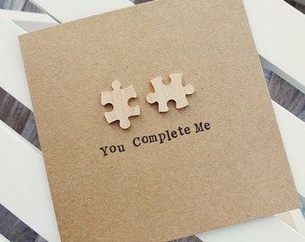 You Complete Me Anniversary Card - Girlfriend, Boyfriend, Wife, Husband