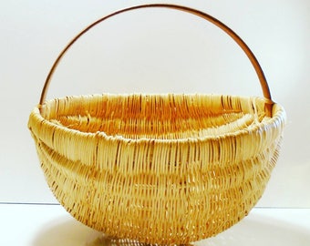 Basket Wicker Basket with Handle Round Bottom Storage Basket Woven Easter Basket Kitchen Home Garden Craft Supply SouthernVisionCrafts