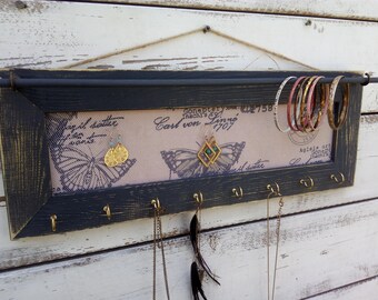 Wall Jewelry Holder, Jewelry Organizer, white jewelry rack