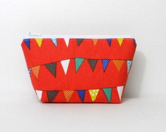 Extra Small Makeup Bag, Flags, Trinket Pouch, Flag Makeup Bag, Red banner Bag, Red Cosmetic Pouch, Flag Cosmetic Pouch