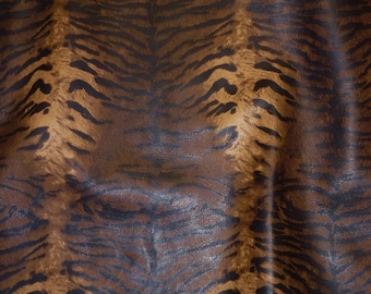 Leather 8"x10" Zebra / Tiger Caramel Brown BLACK (not hair on) Striped Cowhide 2.5-3 oz / 1-1.2 mm PeggySueAlso™ E6660-01 limited