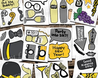 SALE 50% off Instant Digital download New years props photo booth 2017