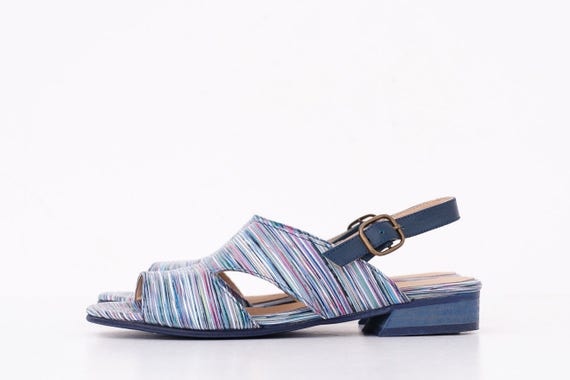 ladies flat blue sandals