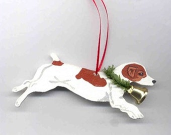 Hand-Painted JACK RUSSELL BROWN Wood Christmas Ornament Artist Original...Nicely Painted