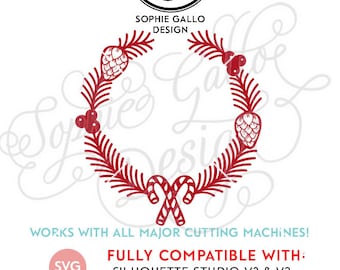 Christmas Candy Wreath, SVG DXF PNG digital download file- Silhouette Cricut vector graphics Clip Art Vinyl Cutting Machines Screen Printing